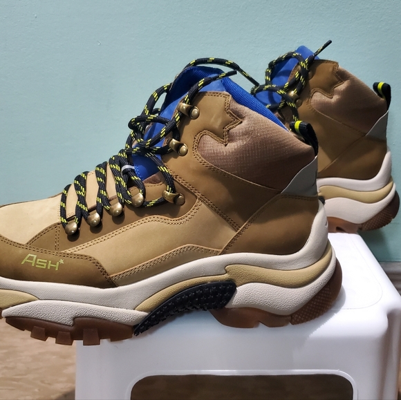 NIB ASH Alfa Alfa Mid-Top Suede Leather Platform Tan Hiking Sneakers Boots sz 41 - Picture 6 of 13
